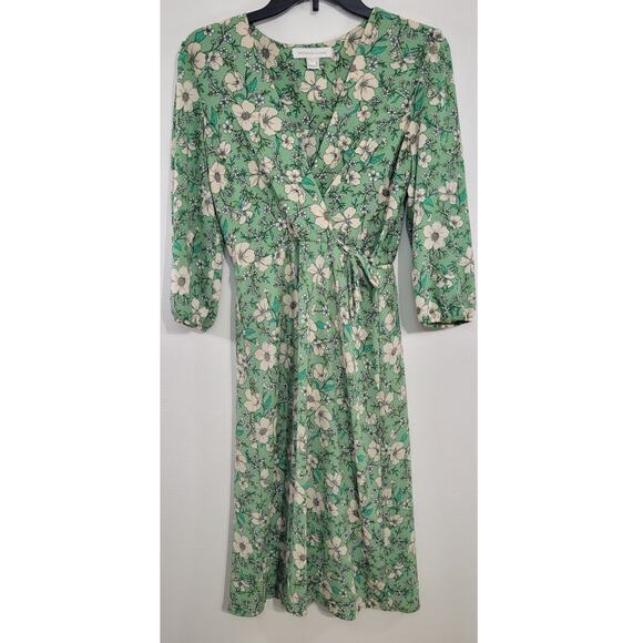 Monteau Los Angelous Womens Dress Large Midi 3/4 Sleeve Floral Boho Cottage Core - Picture 1 of 9